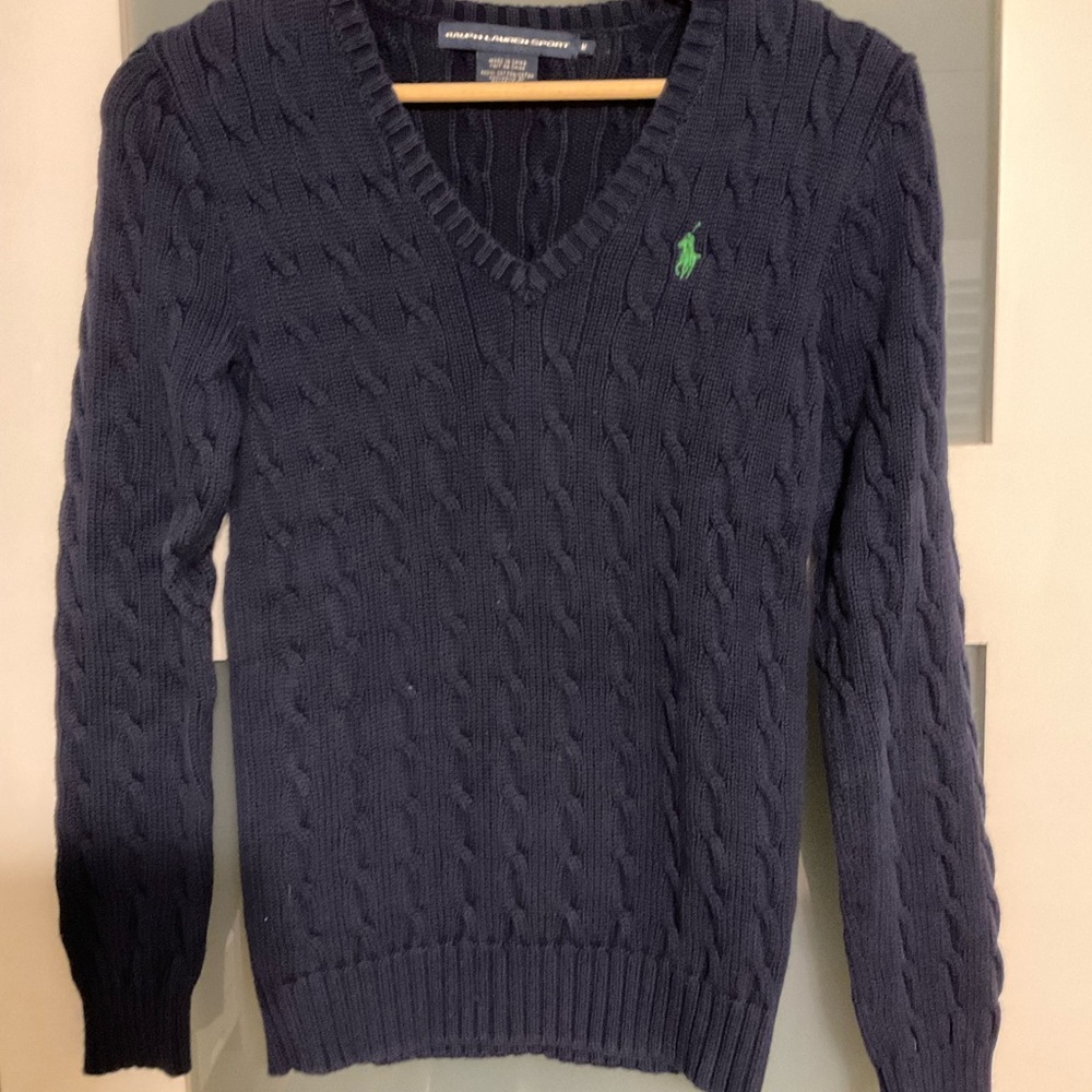 Ralph Lauren Navy Cable Knit Sweater for Men